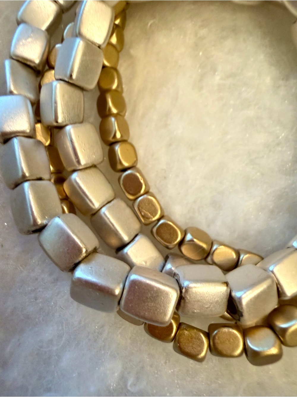 Marilyn Schiff- MULTI STRAND BEADED
BRACELET SET-Matte Silver/Matte Gold - Picture 3 of 5
